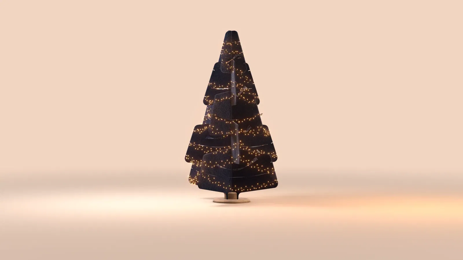 Jingle Tree duurzame design kerstboom van vilt met lichtjes, in maat large, kleur donkerblauw